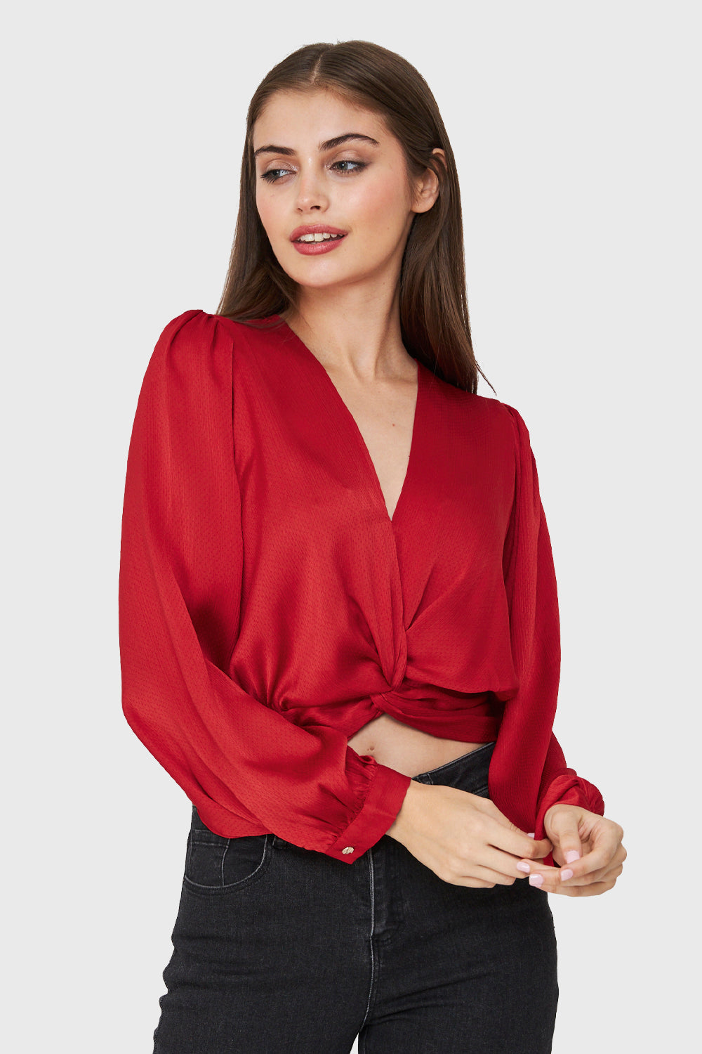 Blusa Crop Nudo Rojo