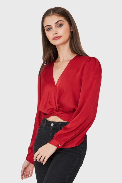 Blusa Crop Nudo Rojo