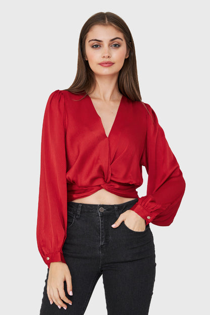 Blusa Crop Nudo Rojo