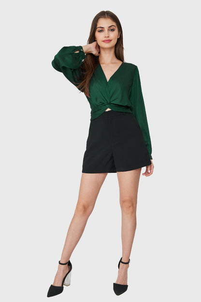 Blusa Crop Nudo Verde Oscuro