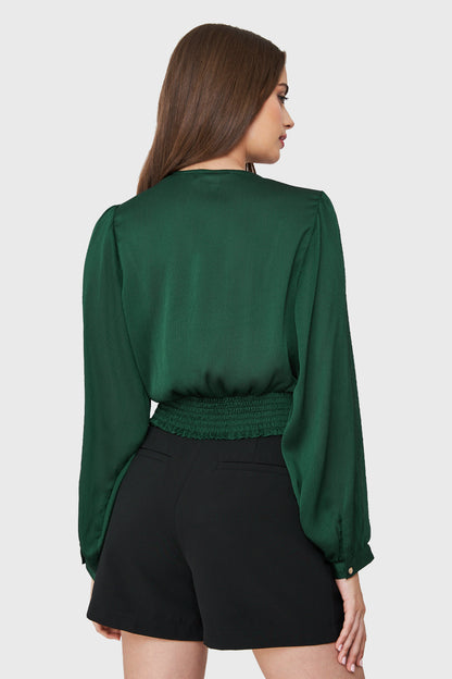 Blusa Crop Nudo Verde Oscuro