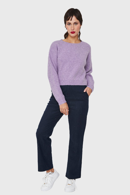 Sweater Crop Acanalado Lila