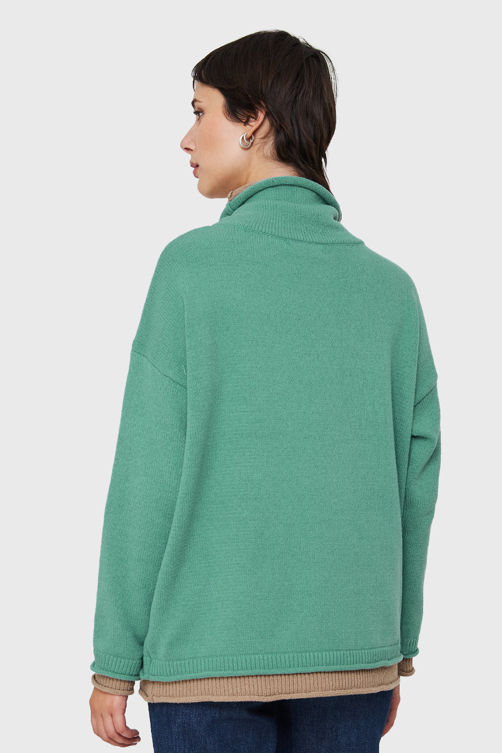 Sweater Holgado Efecto Doble Prenda Verde Menta