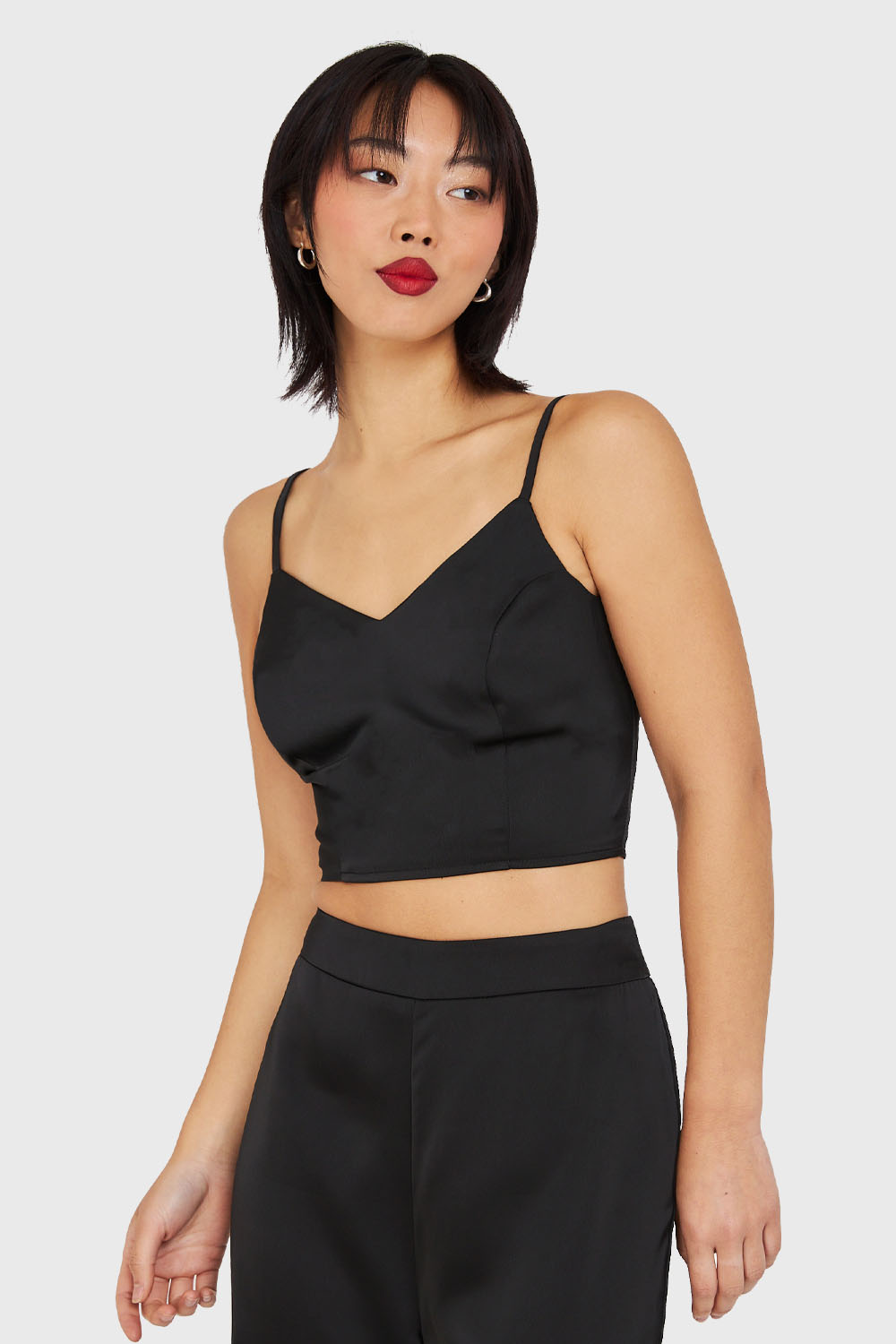 Crop Top Lace Up Negro