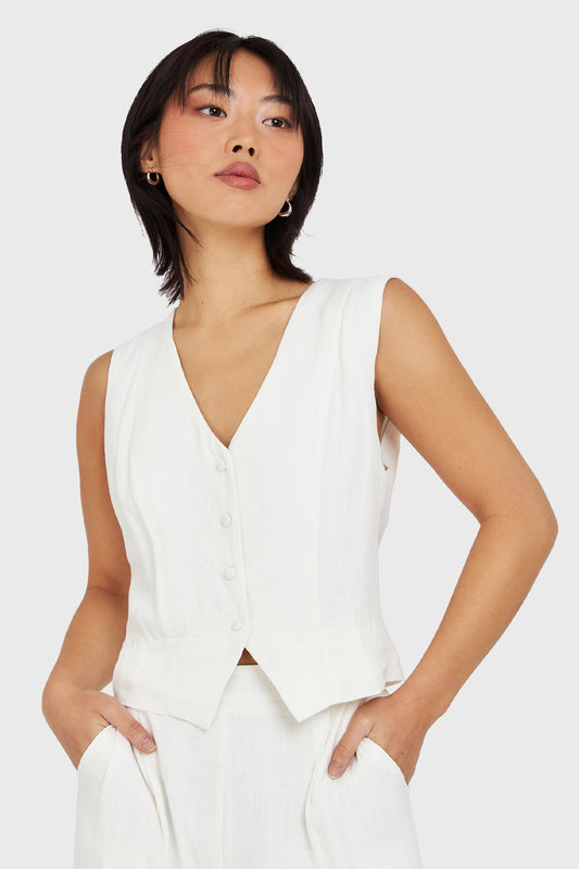 Gilet Mezcla Lino Blanco