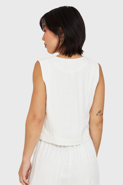 Gilet Mezcla Lino Blanco