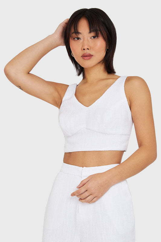 Crop Top Jaspeado Blanco