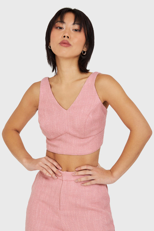 Crop Top Jaspeado Rosado