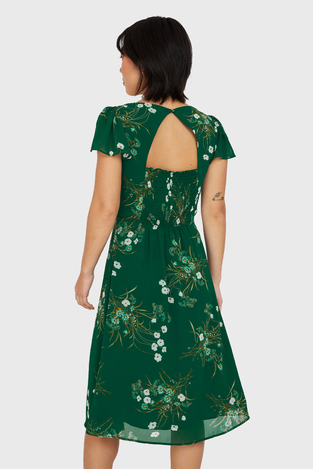 Vestido Escote Semi Corazón Verde Oscuro