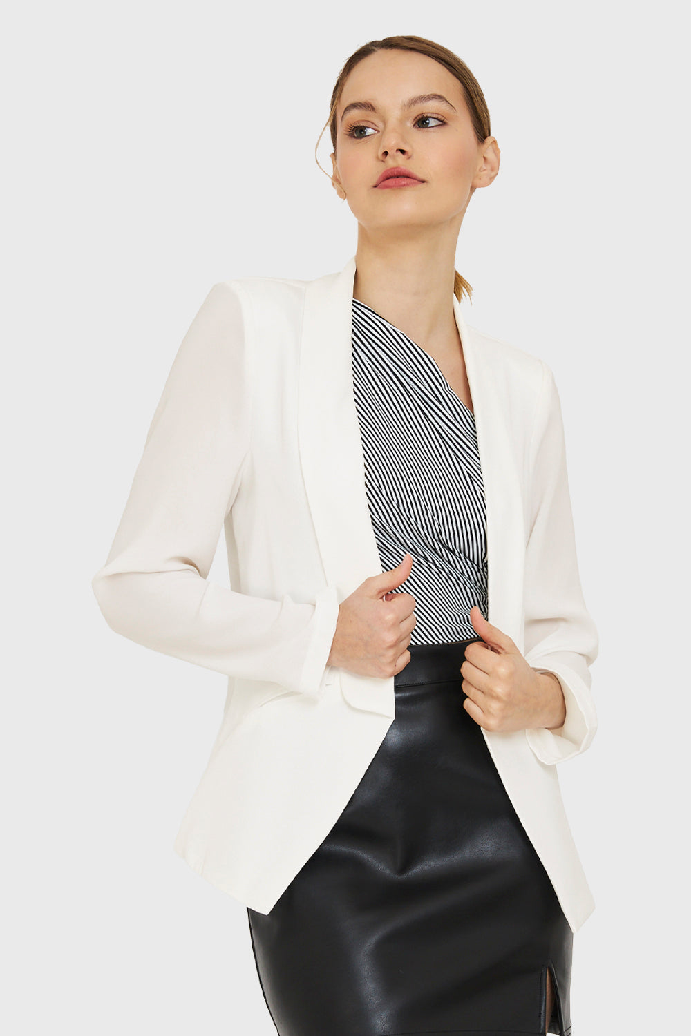 Blazer Con Solapa Blanco