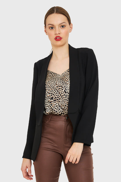 Blazer Con Solapa Negro