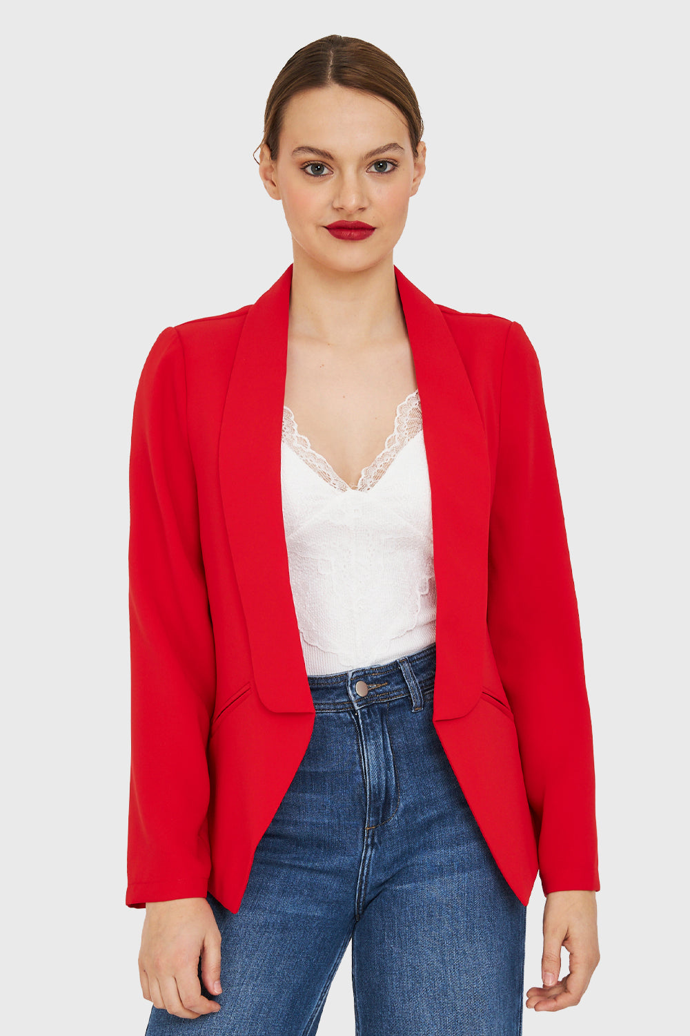 Blazer Con Solapa Rojo