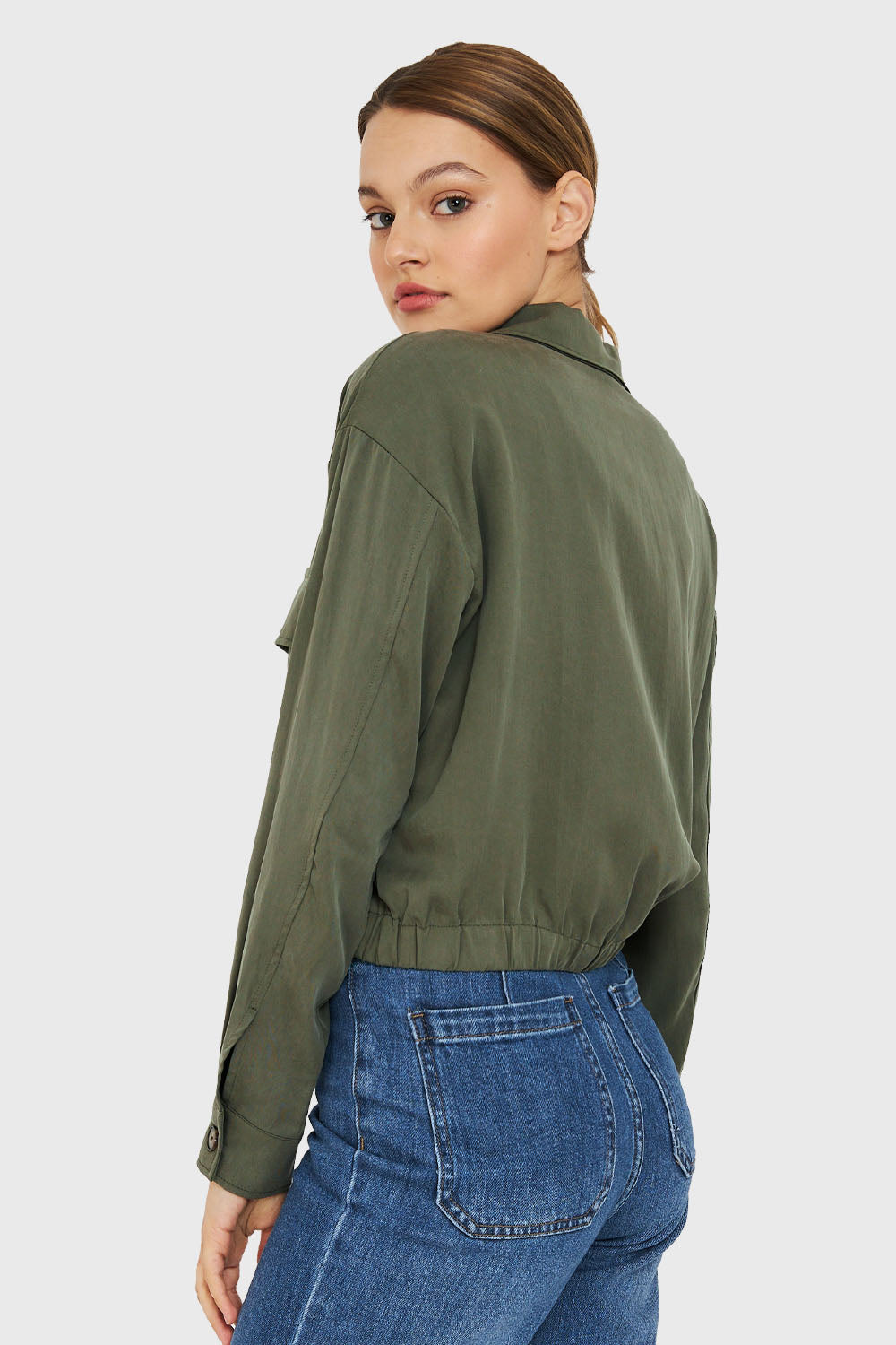 Blusa Bolsillos Cargo Verde Oliva