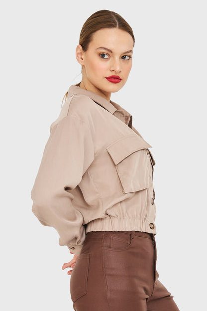 Blusa Bolsillos Cargo Khaki