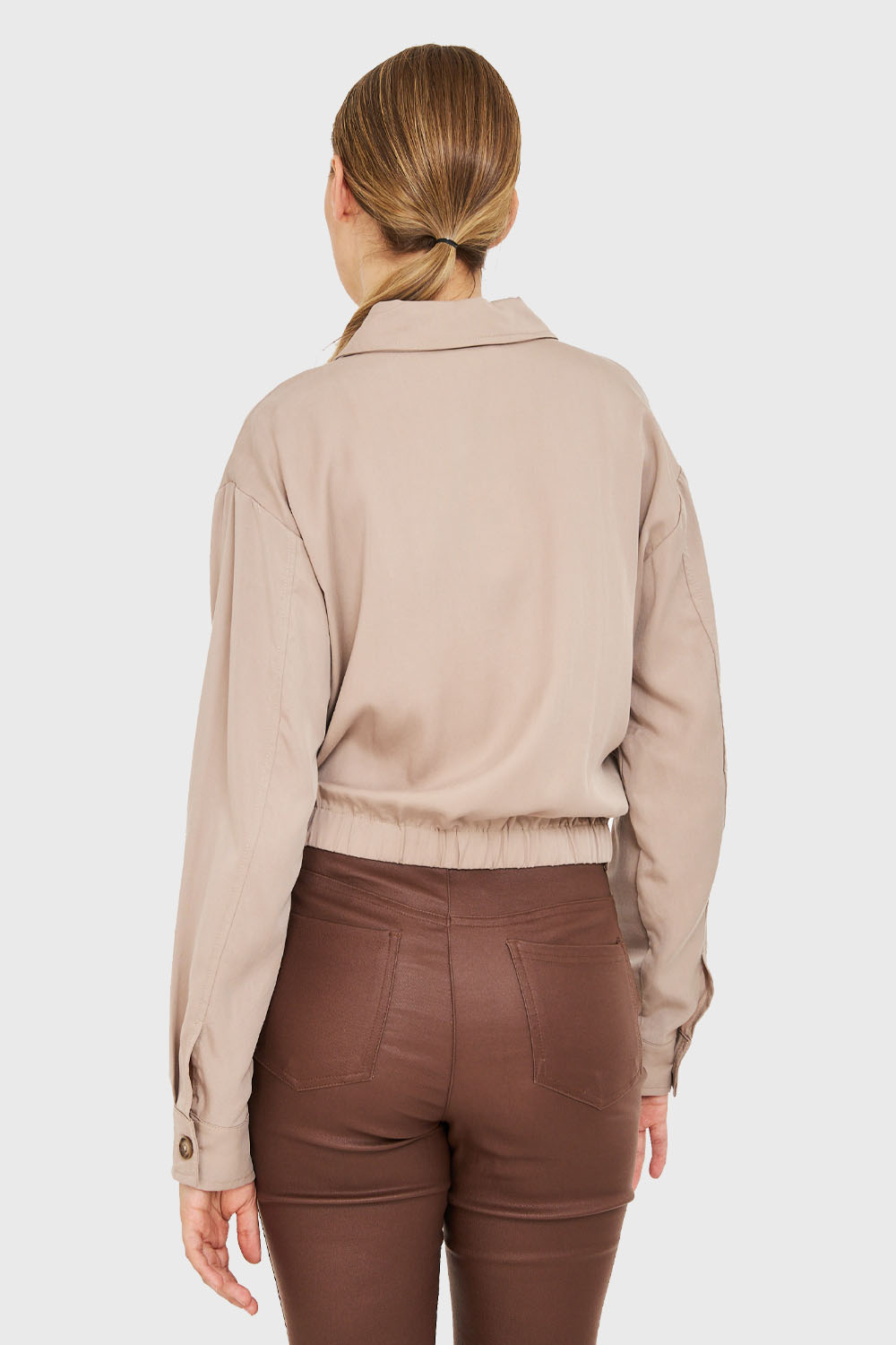 Blusa Bolsillos Cargo Khaki