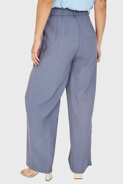 Pantalón Pretina Ancha Azul Grisáceo