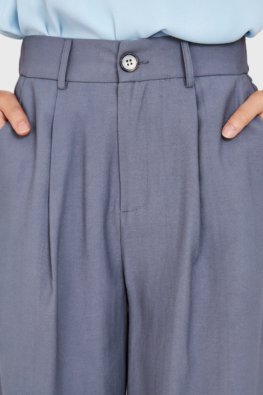 Pantalón Pretina Ancha Azul Grisáceo