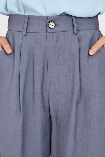 Pantalón Pretina Ancha Azul Grisáceo