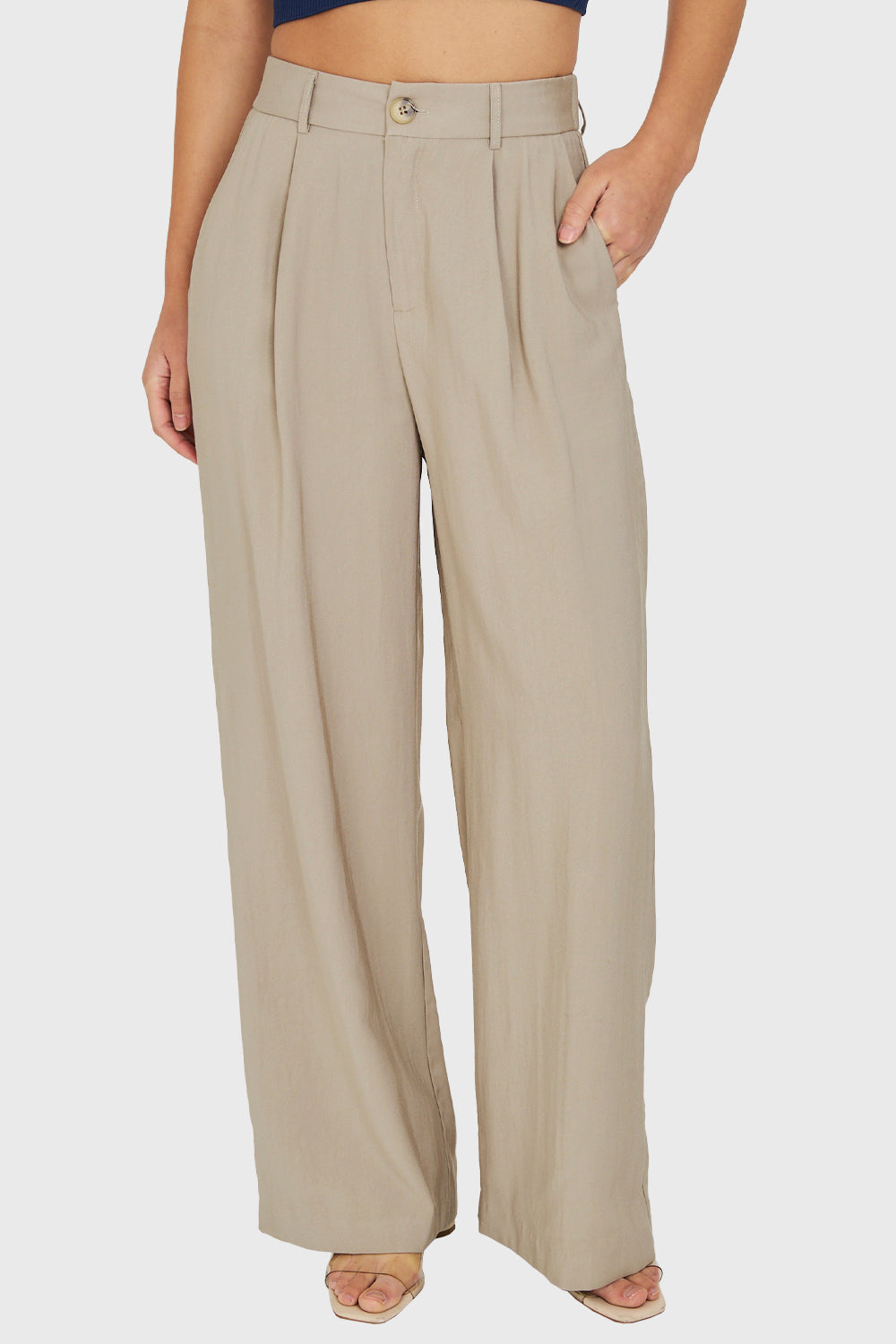 Pantalón Pretina Ancha Beige