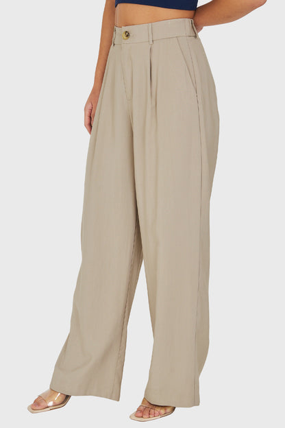 Pantalón Pretina Ancha Beige