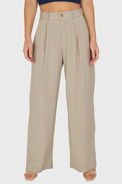 Pantalón Pretina Ancha Beige