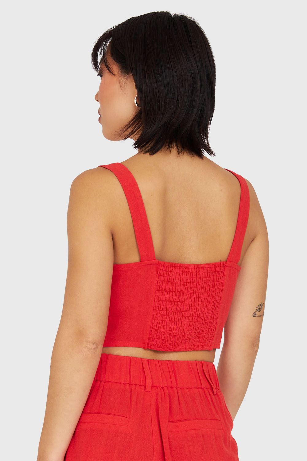 Crop Top Mezcla Lino Rojo