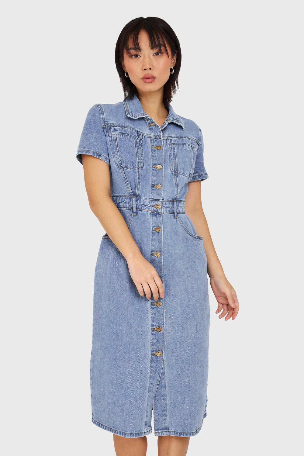 Vestido Camisero Tipo Denim