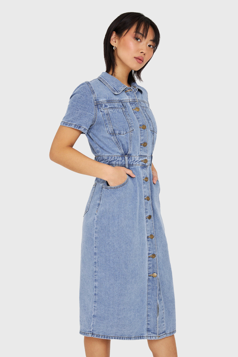 Vestido Camisero Tipo Denim