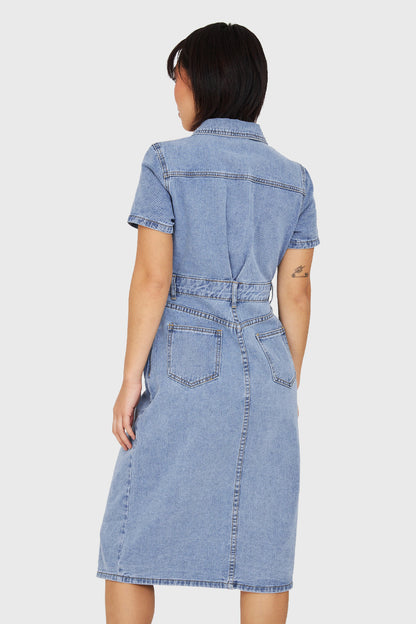 Vestido Camisero Tipo Denim