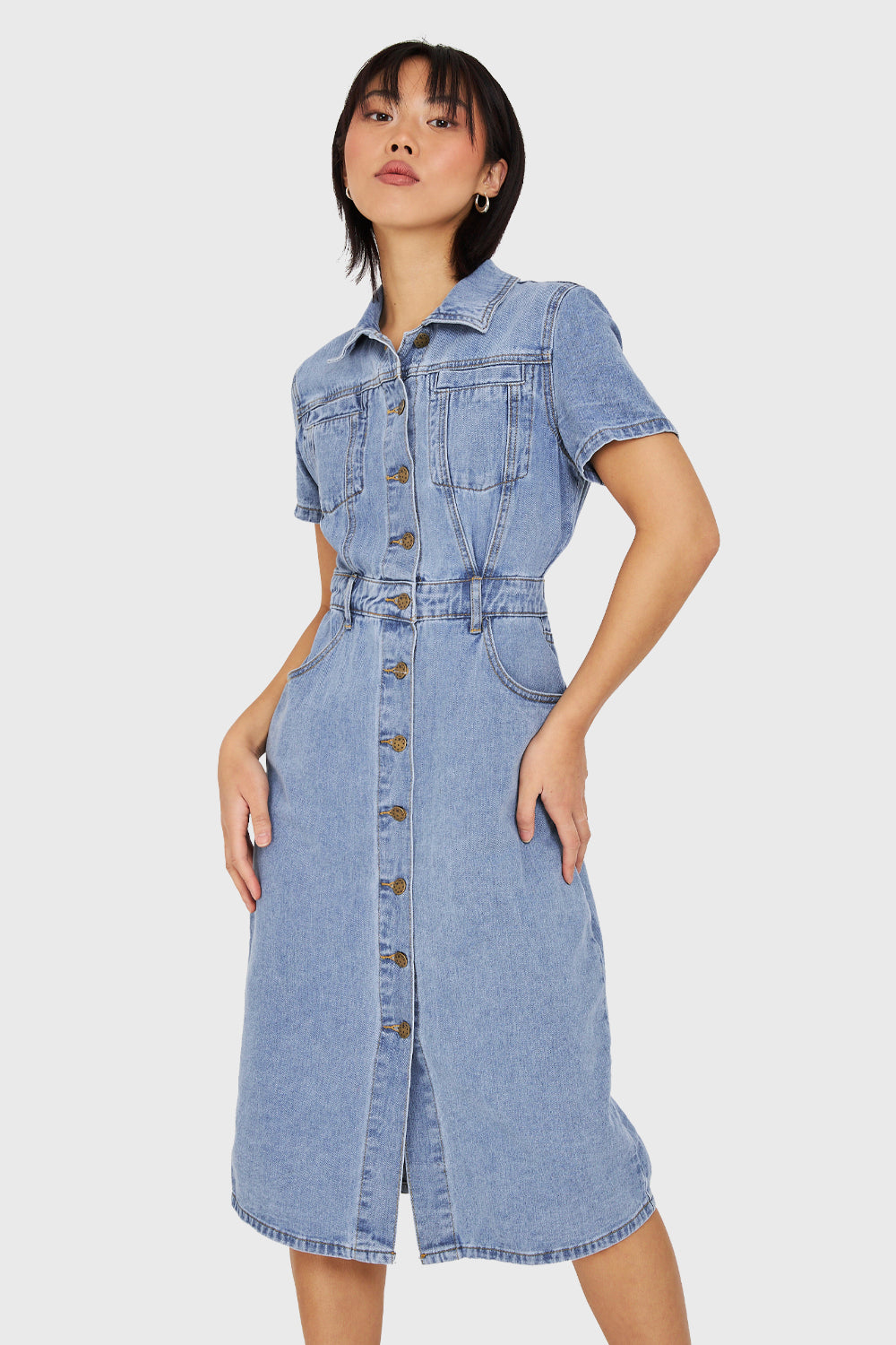 Vestido Camisero Tipo Denim