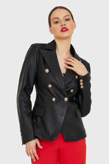 Blazer Cruzado Ecocuero Negro