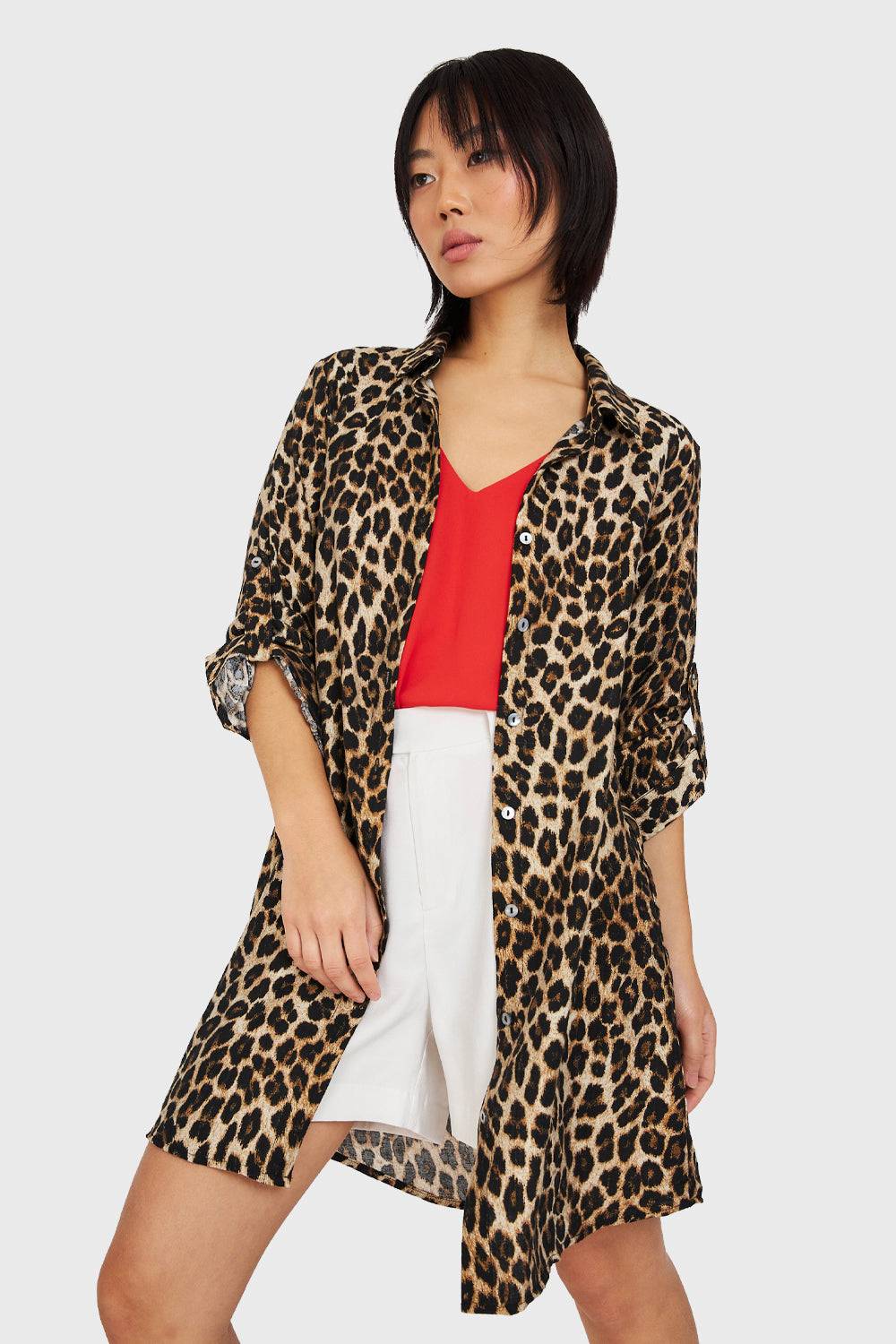 Vestido Tipo Camisero Leopard Café