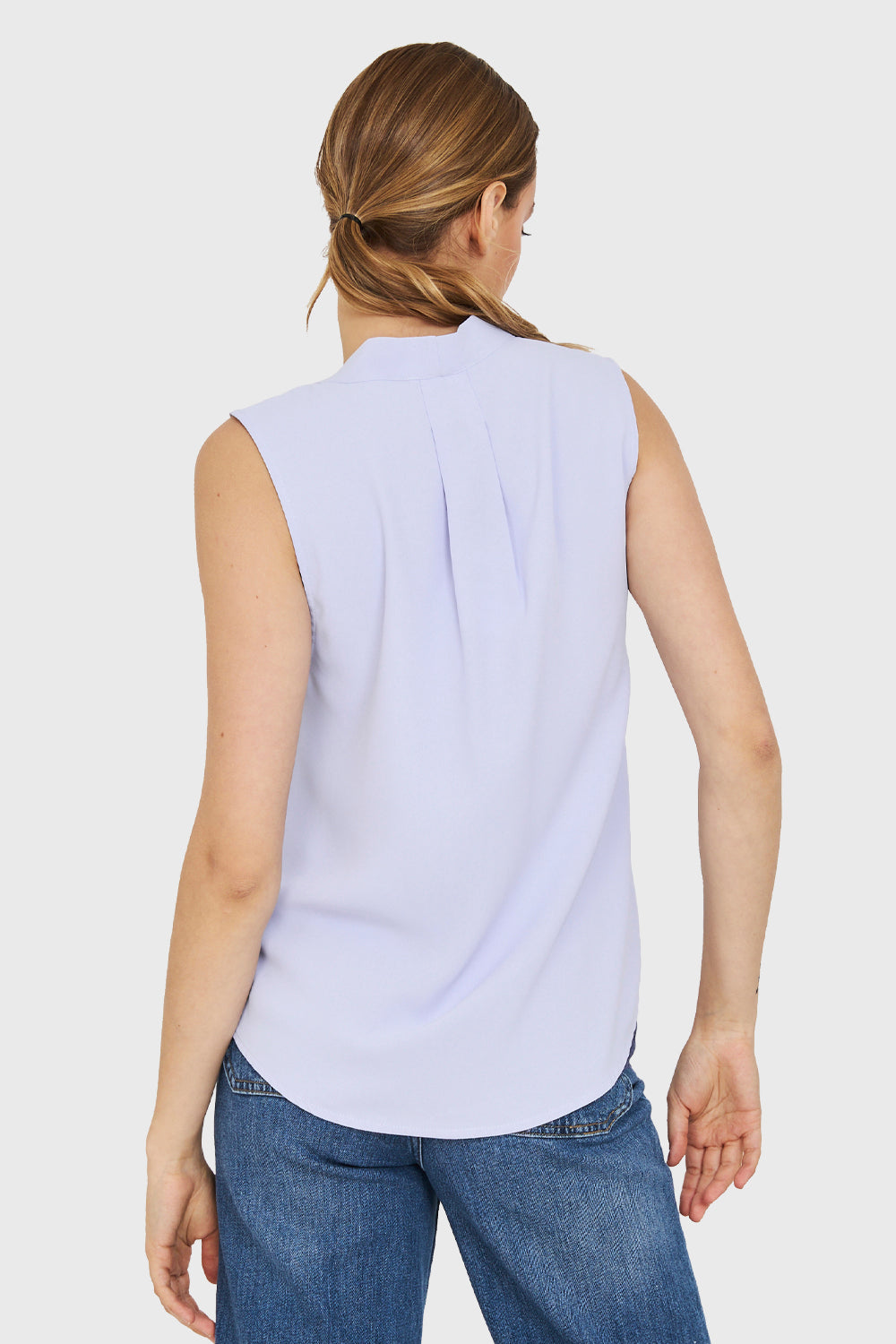 Blusa Escote V Sin Mangas Celeste