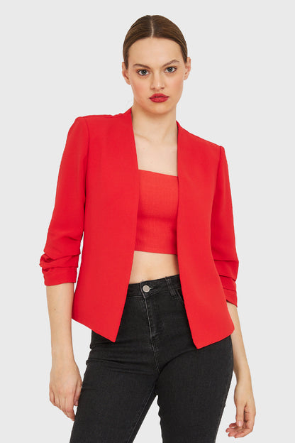 Blazer Cuello Sin Solapa Rojo