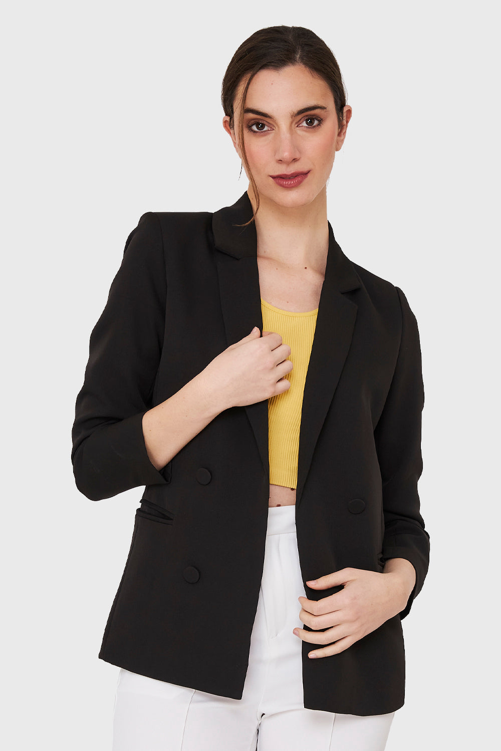 Blazer 4 Botones Decorativos Negro