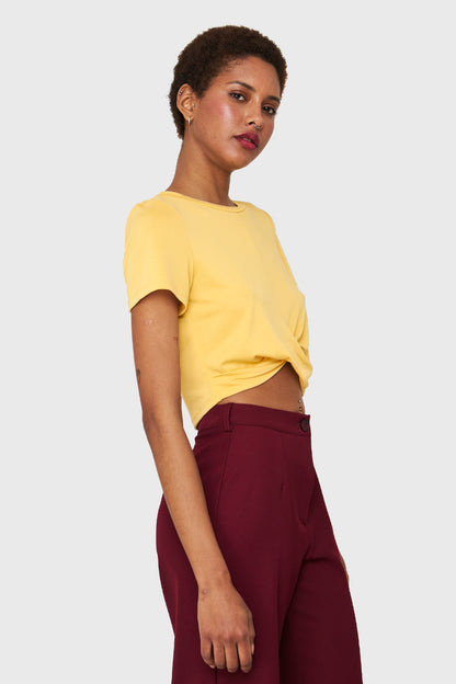 Polera Crop Nudo Amarillo