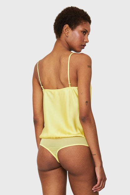 Body Escote Drapeado Amarillo