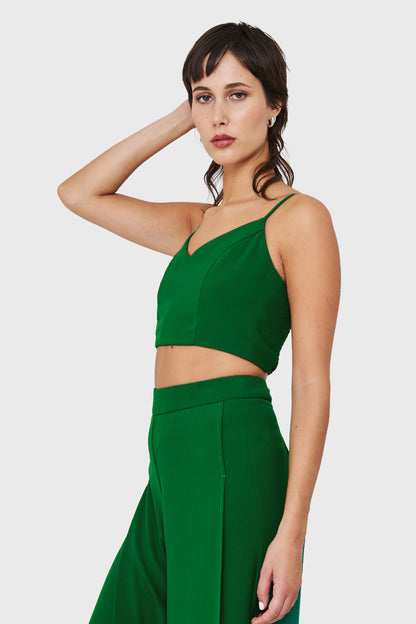 Crop Top Espalda Elasticada Verde