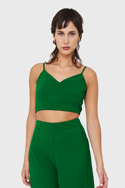 Crop Top Espalda Elasticada Verde