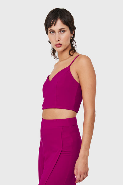 Crop Top Espalda Elasticada Magenta