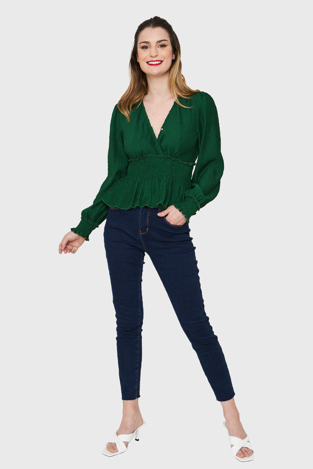 Blusa Peplum Tipo Crep Verde