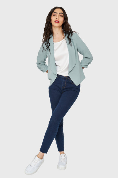 Blazer Solapa Manga 3/4 Celeste