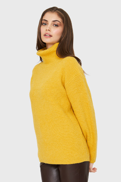 Sweater Cuello Alto Básico Amarillo