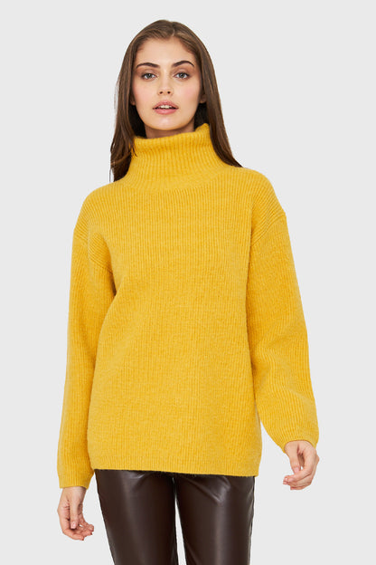 Sweater Cuello Alto Básico Amarillo