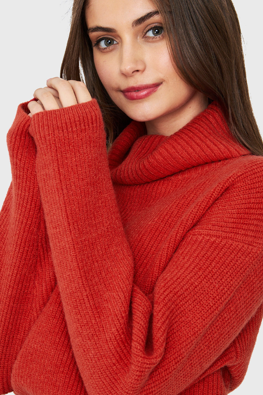 Sweater Cuello Alto Básico Naranja