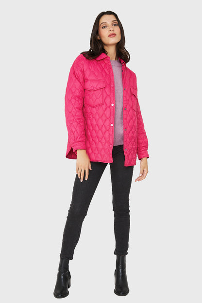 Chaqueta Quilt Tipo Camisera Fucsia