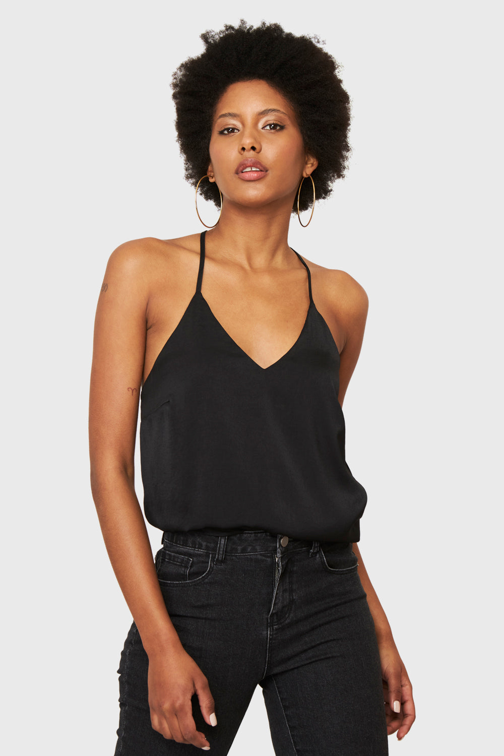 Blusa Básica Tipo Satín Negro