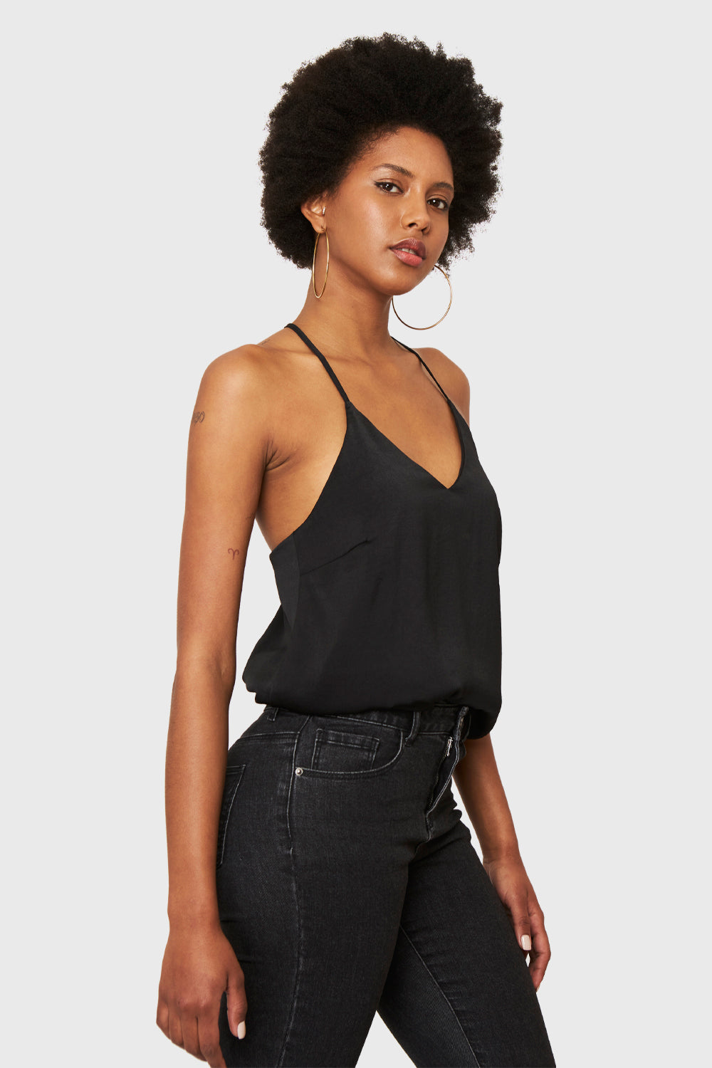 Blusa Básica Tipo Satín Negro