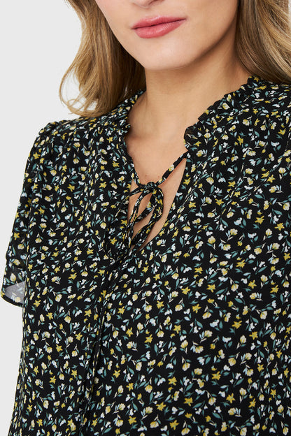 Blusa Ditsy Floral Negro